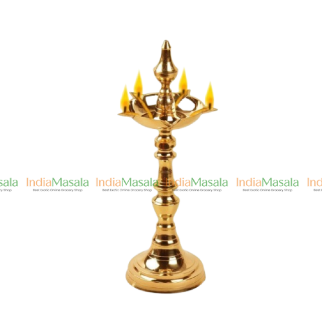 PLAIN BRASS KUTHU VILAKKU  BRASS DIYA LAMP 42cm - 1Pc
